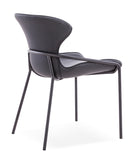 [Dining Chair] Wood vaneer frame +  PU，Mid Century Chairs with Curved Backrest for Vanity