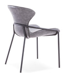 [Dining Chair] Wood vaneer frame +  PU，Mid Century Chairs with Curved Backrest for Vanity
