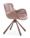 [Lounge chair]  Wood vaneer frame +  saddle leather & PU，Brown Lounge chair for Home Relaxation / Study