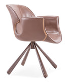 [Lounge chair]  Wood vaneer frame +  saddle leather & PU，Home Office Desk Chair Ergonomic Swivel lounge chair