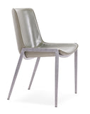 [Dining Chair] Gun color frame +  saddle leather & PU，Fashionable black dining chair kitchen chair