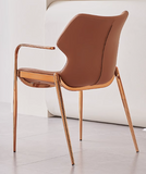 [Dining Chair] Gun color frame +  saddle leather & PU，Reading Room Study Desk Chair Versatile Arm Chair
