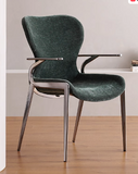 [Dining Chair] Gun color frame +  saddle leather & PU，Ergonomic Design with Back Support Dining Chair