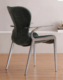 [Dining Chair] Gun color frame +  saddle leather & PU，Ergonomic Design with Back Support Dining Chair