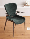 [Dining Chair] Gun color frame +  saddle leather & PU，Ergonomic Design with Back Support Dining Chair