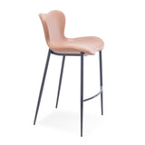 [Barstool] Gun color frame + saddle leather & PU , Retro-style restaurant bar four-legged Barstool