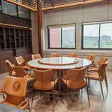 [Dining Chair] rose gold frame + saddle leather & PU , Hotel banquet with armchair dining chairs