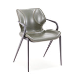 [Dining Chair] Gun color frame + saddle leather & PU , Modern style high-quality restaurant furniture
