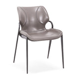 [Dining Chair] Gun color frame + saddle leather & PU , Family dinner party matching dining chairs