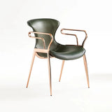 [Dining Chair] rose gold frame + saddle leather & PU , Hotel banquet high-end armchair dining chair