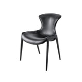 [Dining Chair] Gun color frame + saddle leather & PU , Minimalist dining chairs for small-sized apartment design