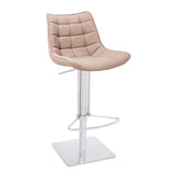 [Hydraulic Barstool] 201# burshed stainlee steel frame base + PU , Swivel High Back Bar Chairs for Home Kitchen Counter