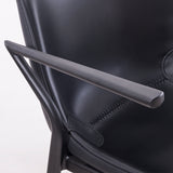 [Barstool] black matt frame + saddle leather & PU , Simple high foot bar chair with armrest backrest