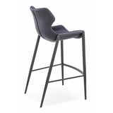 [Dining Chair] black matt frame + saddle leather & PU , Modern style coffee shop high foot bar chair