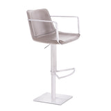 [Hydraulic Barstool] 201# burshed stainlee steel frame base + saddle leather & PU , Luxurious New Leather Seated bar chair Furniture with Armrest