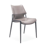 [Dining Chair] Gun color frame + saddle leather & PU , Restaurant home minimalist hospitality dining chair