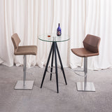 [Hydraulic Barstool] 201# burshed stainlee steel frame base + saddle leather & PU , Open kitchen home swivel bar chair