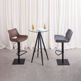 [Hydraulic Barstool] Gun color  steel frame base + PU , High-end business lounge bar counter Bar chair