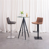 [Hydraulic Barstool] 201# burshed stainlee steel frame base + saddle leather & PU , Kitchen Island Counter Rotating Barstool