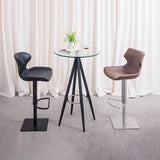 [Hydraulic Barstool] Black matt frame base + saddle leather & PU , Commercial & Household Modern Design Adjustable chair