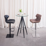 [Hydraulic Barstool] Black matt frame base + saddle leather & PU , Home interior Decoration Enveloping Backrest Bar Stools