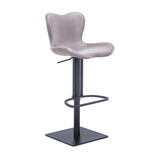 [Hydraulic Barstool] Black matt frame base + saddle leather & PU , Scratch-resistant and wear-resistant restaurant bar stools