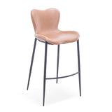 [Barstool] Gun color frame + saddle leather & PU , Retro-style restaurant bar four-legged Barstool