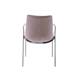 [Dining Chair] black matt frame + PU , Leather minimalist imitation wood grain dining chair with armrests