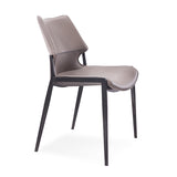 [Dining Chair] Gun color frame + saddle leather & PU , Restaurant home minimalist hospitality dining chair