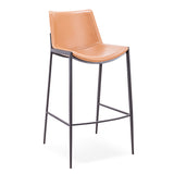 [Barstool] Gun color frame + saddle leather & PU , Fashionable bar counter high stools