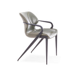 [Dining Chair] Gun color frame + saddle leather & PU , Modern style high-quality restaurant furniture