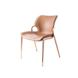 [Dining Chair] Gun color frame + saddle leather & PU , Family dinner party matching dining chairs