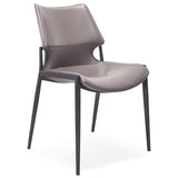 [Dining Chair] Gun color frame + saddle leather & PU , Restaurant home minimalist hospitality dining chair