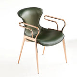 [Dining Chair] rose gold frame + saddle leather & PU , Hotel banquet high-end armchair dining chair