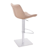 [Hydraulic Barstool] 201# burshed stainlee steel frame base + PU , Swivel High Back Bar Chairs for Home Kitchen Counter
