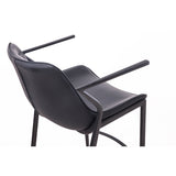 [Barstool] black matt frame + saddle leather & PU , Simple high foot bar chair with armrest backrest