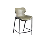 [Dining Chair] black matt frame + saddle leather & PU , Modern style coffee shop high foot bar chair