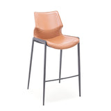 [Barstool] Gun color frame + saddle leather & PU , Modern Aesthetics Barstool - Enhance Your Space