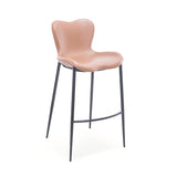 [Barstool] Gun color frame + saddle leather & PU , Retro-style restaurant bar four-legged Barstool