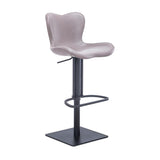 [Hydraulic Barstool] Black matt frame base + saddle leather & PU , Scratch-resistant and wear-resistant restaurant bar stools