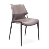 [Dining Chair] Gun color frame + saddle leather & PU , Restaurant home minimalist hospitality dining chair