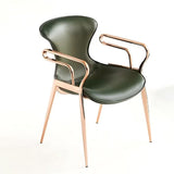 [Dining Chair] rose gold frame + saddle leather & PU , Hotel banquet high-end armchair dining chair