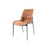 [Dining Chair] Wood vaneer frame + saddle leather & PU ,Restaurant and hotel facilities with armless dining chairs