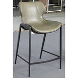 [Dining Chair] black matt frame + saddle leather & PU , Modern style coffee shop high foot bar chair