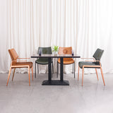 [Dining Chair] rose gold frame + saddle leather & PU , Hotel banquet with armchair dining chairs