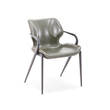 [Dining Chair] Gun color frame + saddle leather & PU , Modern style high-quality restaurant furniture
