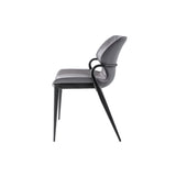 [Dining Chair] Gun color frame + saddle leather & PU , Family dinner party matching dining chairs