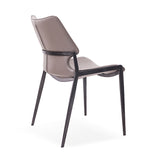 [Dining Chair] Gun color frame + saddle leather & PU , Restaurant home minimalist hospitality dining chair