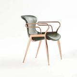 [Dining Chair] rose gold frame + saddle leather & PU , Hotel banquet high-end armchair dining chair