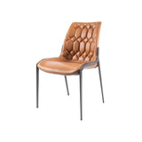 [Dining Chair] Wood vaneer frame + saddle leather & PU ,Restaurant and hotel facilities with armless dining chairs